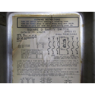 Square D H362DS Schneider Electric Safety Switch SS - Used