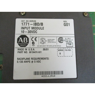 Allen Bradley 1771-IBD Input Module 1771IBD Ser.B,Rev.G01,96134474 A01 - Used