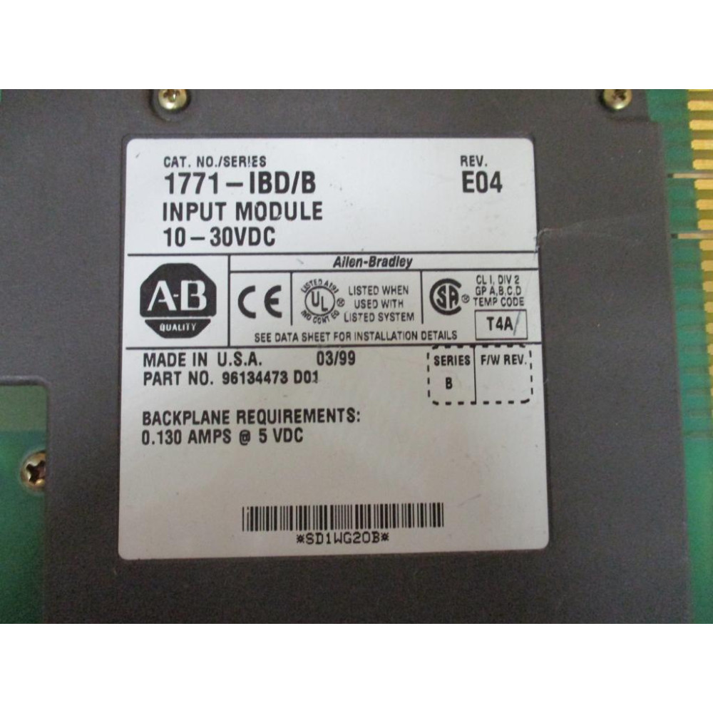 Allen Bradley 1771-IBD Input Module 1771IBD Ser.B,Rev.E04, 96134473 D01 - Used