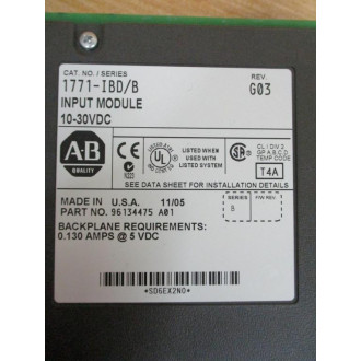 Allen Bradley 1771-IBD Input Module 1771IBD Ser.B,Rev.G03,96134475 A01 - Used