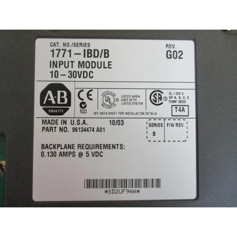 Allen Bradley 1771-IBD Input Module 1771IBD Ser.B,Rev.G02,96134474 A01 - Used