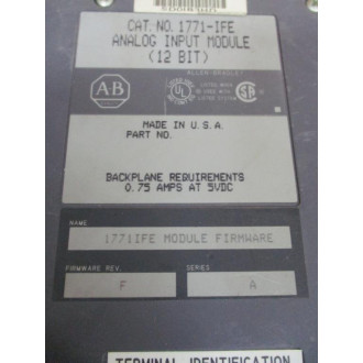 Allen Bradley 1771-IFE Module Ser.A, FW Rev. F - Used