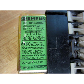Siemens 3TJ1002-0BB4 Contactor Relay 3TJ10020BB4 - Used