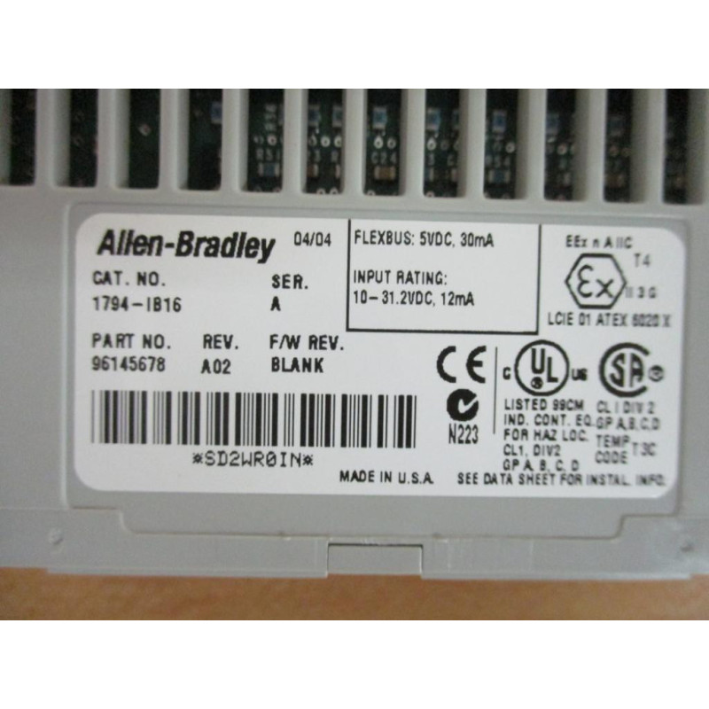 Allen Bradley 1794-IB16 Input Module 96145678,Ser A, Rev A02 - New No Box