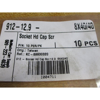 912-12.9-8X4040 Socket Head Cap Screw 912-12.9-8X40 (Pack of 10)