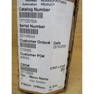 Allen Bradley 1771-OD16 Module 1771-0D16 Ser.A, FW Rev. A - Refurbished