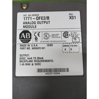 Allen Bradley 1771-OFE2 Module Ser B,Rev X01,FW Rev B,96283472A01 - Used