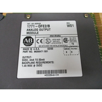 Allen Bradley 1771-OFE2 Module Ser B,Rev W01,FW Rev B,96283471G01 - Used