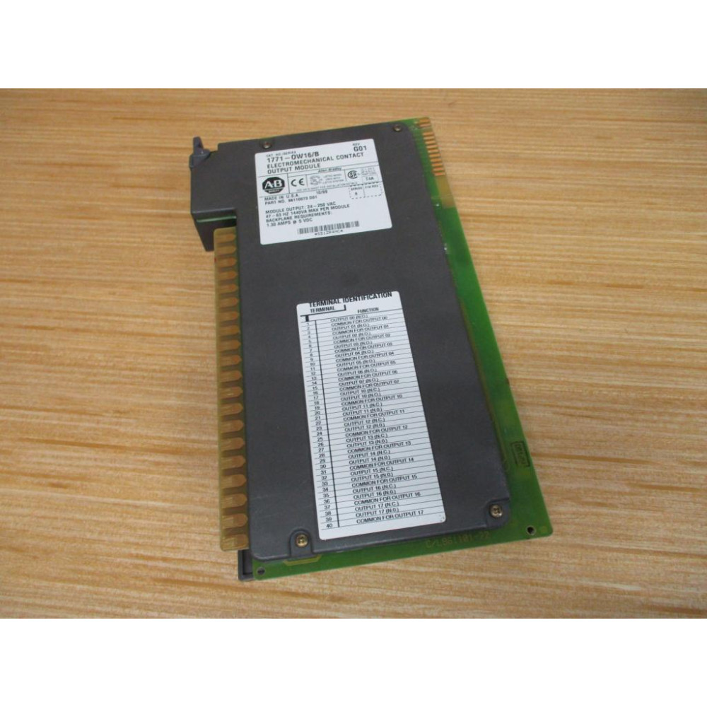 Allen Bradley 1771-OW16 Output Module Ser.B, Rev.G01, 96110073 D01 - Used Allen Bradley 1771-OW16 Output Module Ser.B, Rev.G01, 96110073 D01 - Used