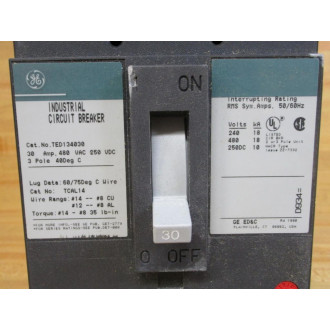 General Electric TED134030 Circuit Breaker 3 Pole 30 Amp