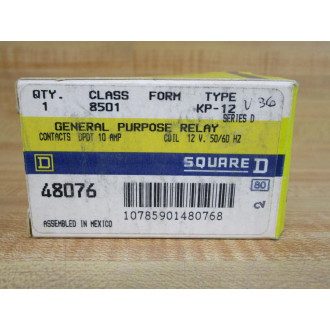 Square D 8501-KPD-12 Relay 8501KPD12 Coil 12V 48076