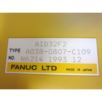 Fanuc A03B-0807-C109 Input Module AID32F2 - Used