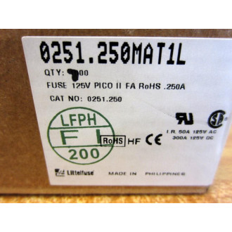 Littelfuse 0251.250 Circuit Protection Fuse 0251.250MAT1L (Pack of 700)