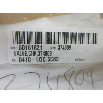 VideoJet 374809 Check Valve Fitting - New No Box
