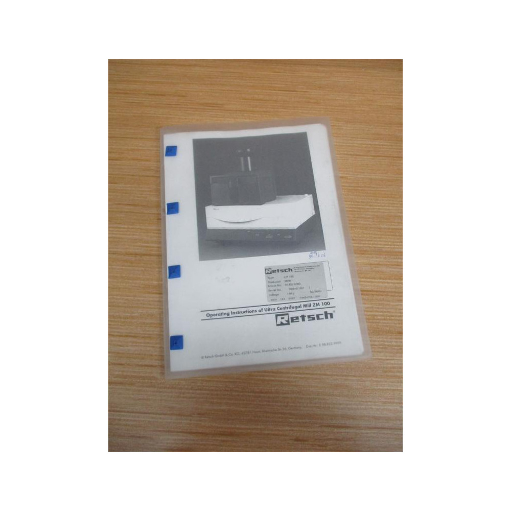 Retsch 98.822.9999 Operating Instructions ZM 100 - Used