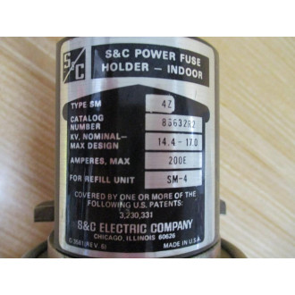 S&C Electric 86632R2 Power Fuse Holder SM-4Z W Silencer - Used