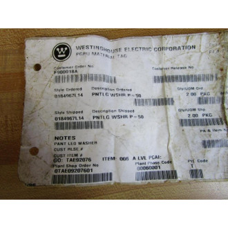Westinghouse Electric 0184967L14 Pant Leg Washer Tab (Pack of 15) - New No Box