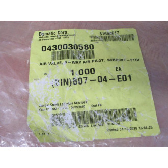 Dematic 0430030580 Clippard Air Valve MAV-4 - New No Box