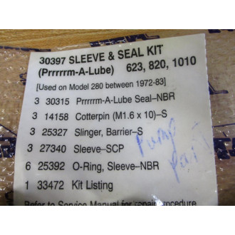Cat Pumps 30397 Sleeve & Seal Kit Prrrrrm-A-Lube 30315 Only