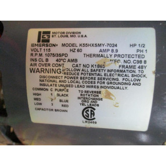 Emerson K55HXSMY-7024 Blower Motor K1865 Tested - Used