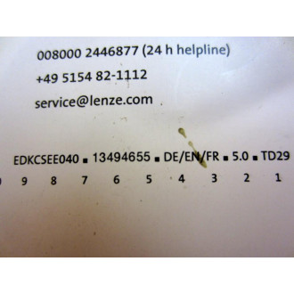 Lenze EDKCSEE040 Mounting Instructions 13494655 - New No Box