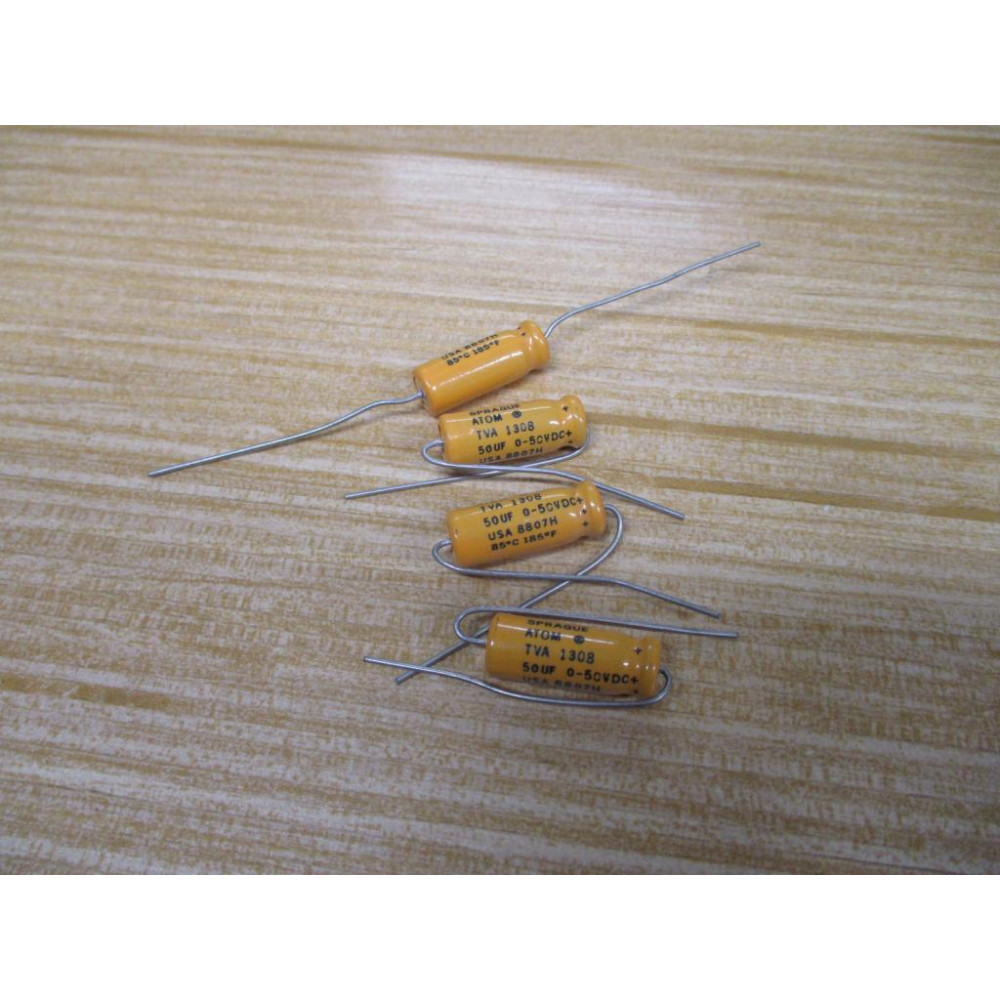 Sprague TVA-1308 Capacitor TVA1308 50UF Orange 0-50VDC (Pack of 4) - New No Box