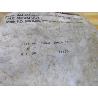 James C. White THBAL-500X0.75 Tubetrack Bolt 33938 (Pack of 50)