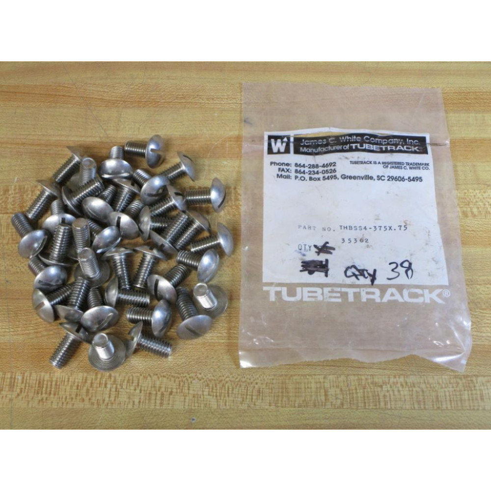James C. White THBSS4-375X0.75 Tubetrack Truss-Head Bolt 35362 (Pack of 38)