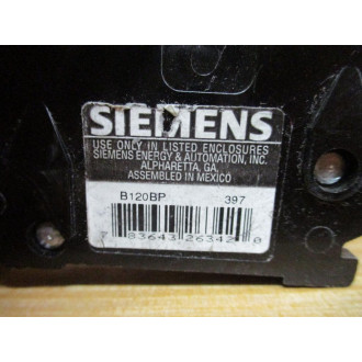 Siemens B120BP 20A Circuit Breaker - Used