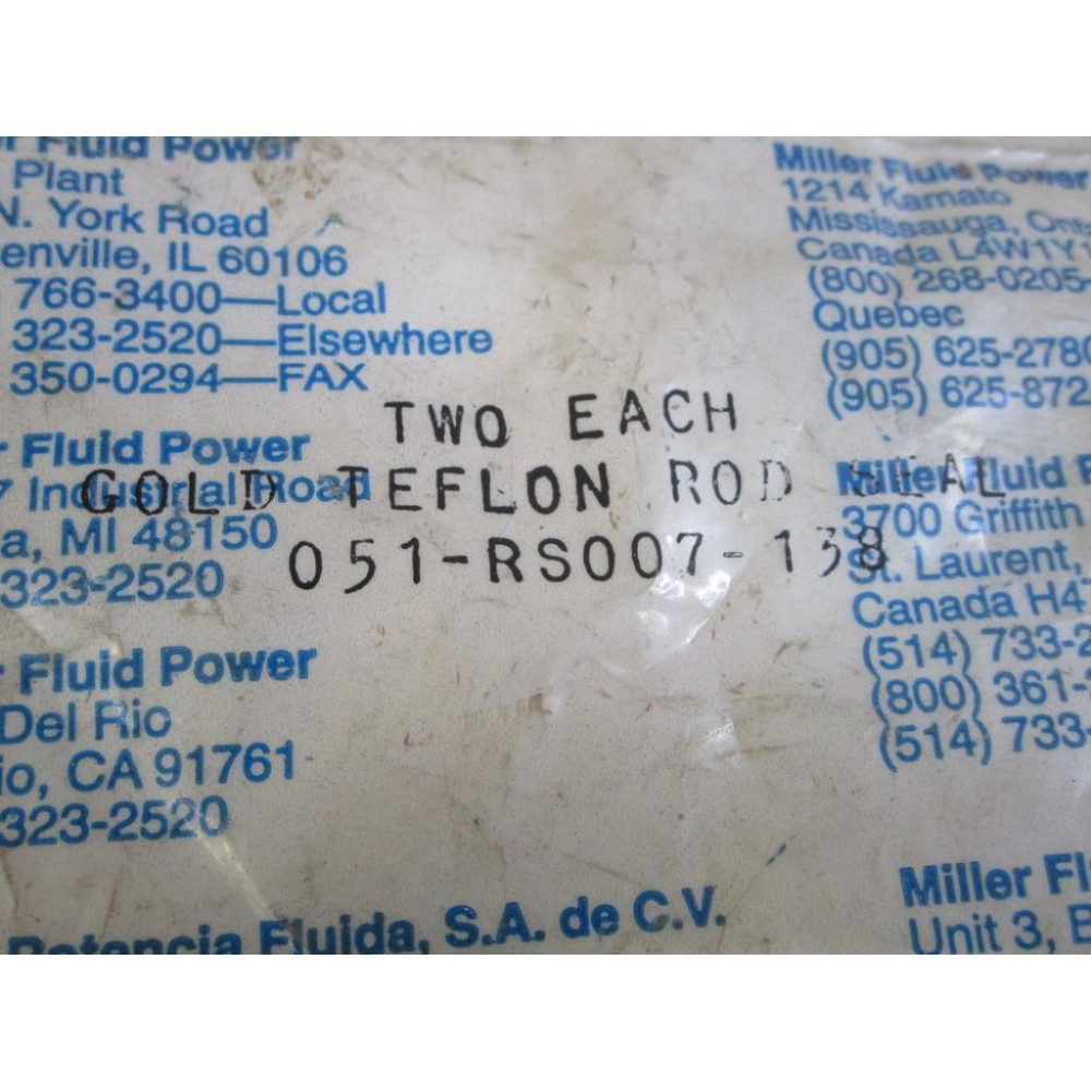 Miller Fluid Power 051-RS007-138 Teflon Rod Seal 051RS007138 (Pack of 2)
