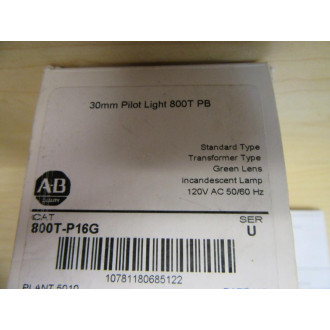 Allen Bradley 800T-P16G Green Pilot Light 800TP16G Series U