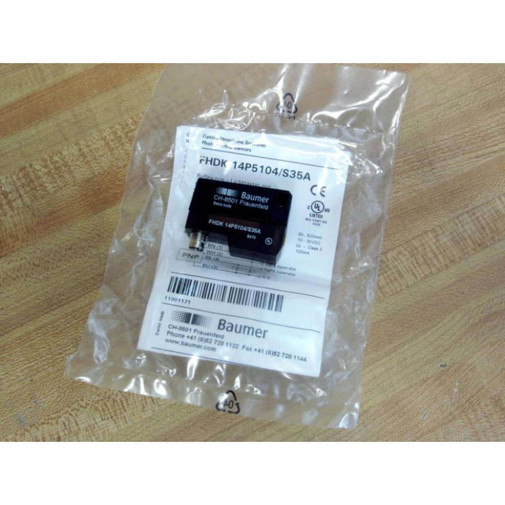 Baumer FHDK14P5104S35A Diffuse Sensor FHDK14P5104S35A Baumer FHDK14P5104S35A Diffuse Sensor FHDK14P5104S35A