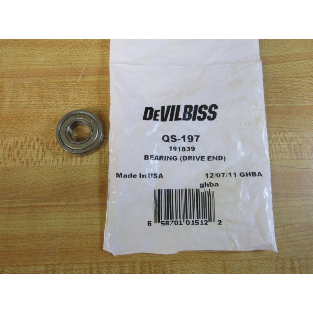 DeVilbiss QS-197 Drive End Bearing QS197 7R8