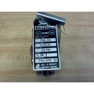 Bell & Gossett 110121 ASME Relief  Valve 34" 790-30 - Used