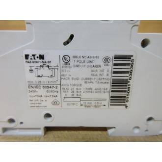 Eaton FAZ-C201-NA Circuit Breaker 20A 1P FAZ-C201-NA-SP (Pack of 2) - Used