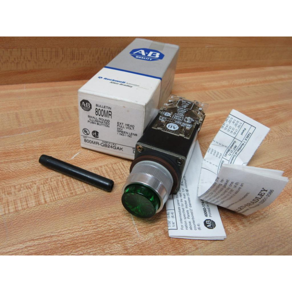 Allen Bradley 800MR-QB24GAK Illum Push Button 800MRQB24GAK WContact Block Allen Bradley 800MR-QB24GAK Illum Push Button 800MRQB24GAK WContact Block