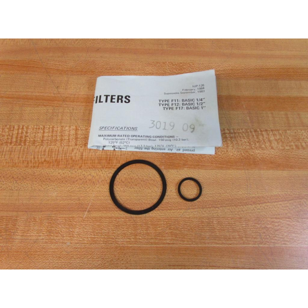 Norgren 3019-09 Compressed Air Filter Repair Kit 301909 Gaskets Only - New No Box
