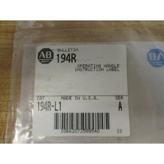 Allen Bradley 194R-L1 Instruction Label (Pack of 3)