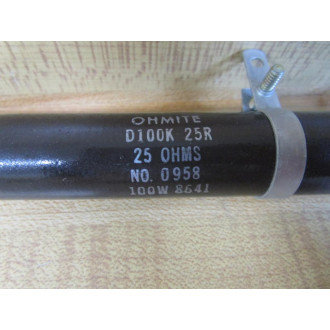 Ohmite 0958 Resistor 25Ω D100K25R WBracket - New No Box