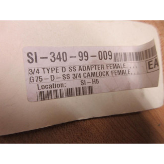 Dixon G75-D-SS Cam And Groove Coupling D-75-316 - New No Box