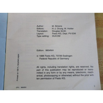 Festo 165 200 GB CP Valve Terminal Manual 9604NH - Used