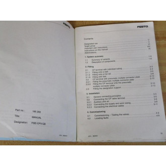 Festo 165 200 GB CP Valve Terminal Manual 9604NH - Used