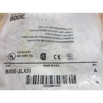 Allen Bradley 800E-2LX20 Contact 800E2LX20 Series A