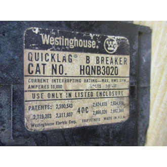 Westinghouse HQNB3020 Circuit Breaker 20 AMP - Used