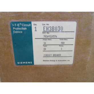 SiemensGouldITE EH3-B030 Circuit Breaker 30 Amp EH3B030L