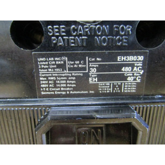 SiemensGouldITE EH3-B030 Circuit Breaker 30 Amp EH3B030L