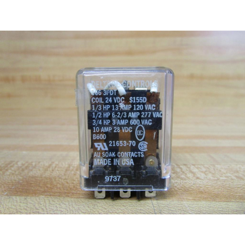 Deltrol Controls 101164-01 Relay 166 3PDT-13A-24VDC - New No Box
