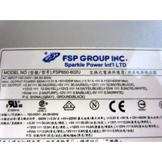 FSP Group FSP650-802U Power Supply 9PB6500206 - Used