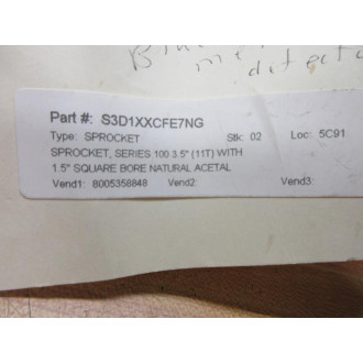 Intralox S3D1XXCFE7NG Sprocket (Pack of 3) - New No Box