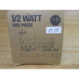 Allen Bradley 117106-01 Resistor 75Ω 6S10053C06 (Pack of 1000)